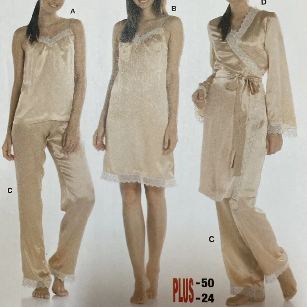 Burda Sewing Pattern #7627 Lingerie Camisole Nightdress Robe Pants 10-24 UNCUT